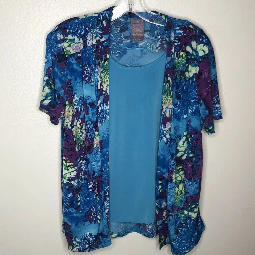 LAURA SCOTT top shirt blouse 1-piece S 12/1 Blue